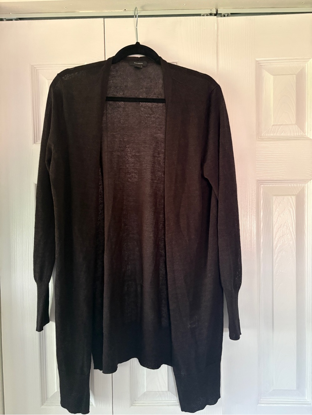 Halogen Black Open-Front Long Cardigan
